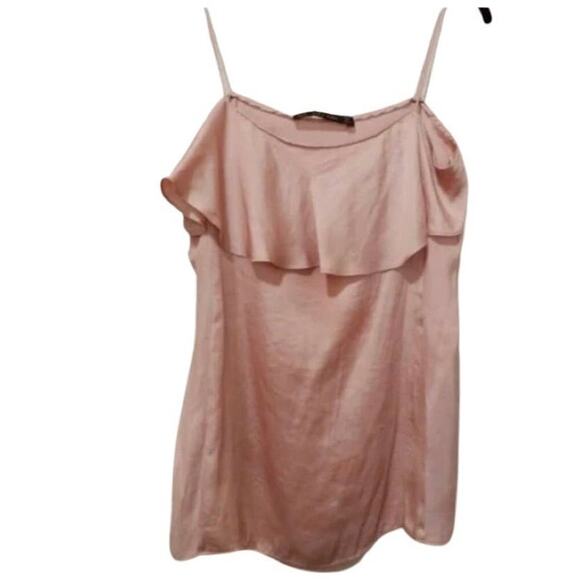 Zara basic blush colored cami with ruffle - Picture 3 of 6